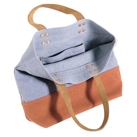 Cole Haan Kittery Point Tote Ashley Blue/Brunt Orange Canvas/Buff Outlet Online