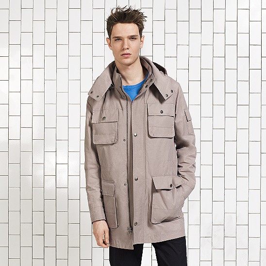 Cole Haan Waxed Cotton Hooded Jacket Cement Outlet Online