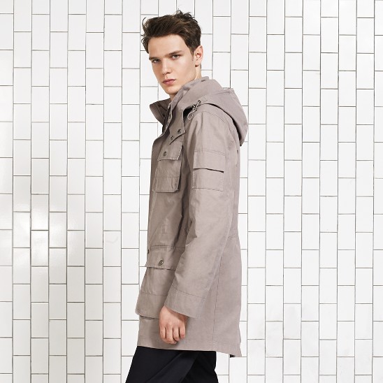 Cole Haan Waxed Cotton Hooded Jacket Cement Outlet Online