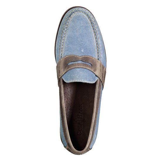 Cole Haan Air Monroe Penny Ashley Blue Suede/Taupe Outlet Online