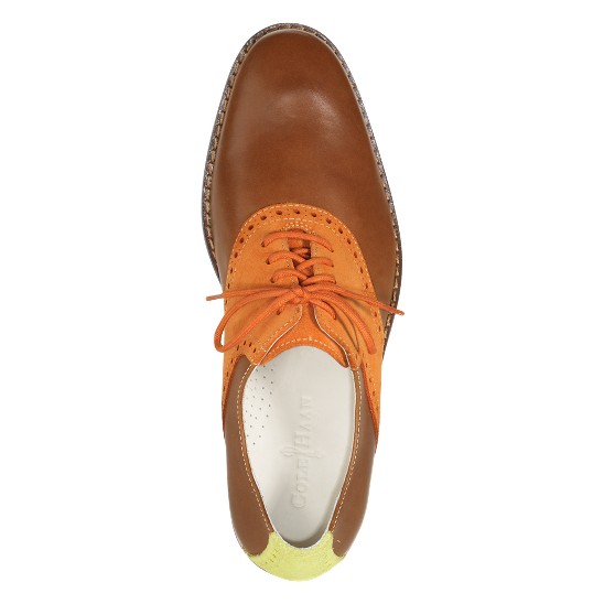 Cole Haan Air Colton Saddle Oxford Cognac/Orange Suede/Yellow Suede Outlet Online