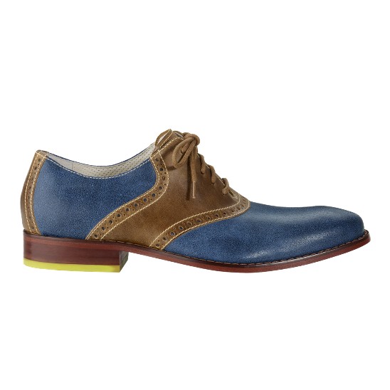 Cole Haan Air Colton Saddle Oxford Ocean Suede/Tan Outlet Online