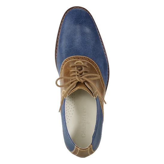 Cole Haan Air Colton Saddle Oxford Ocean Suede/Tan Outlet Online