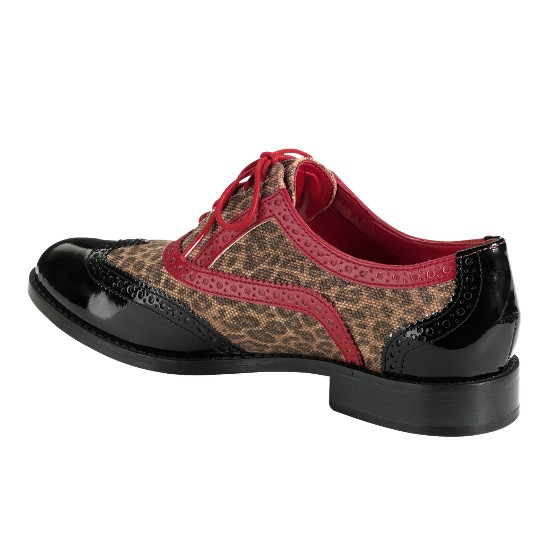 Cole Haan Skylar Oxford Black Patent/Leopard Print Canvas/Tango Red Outlet Online