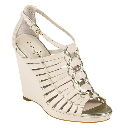 Cole Haan Air Minka Wedge White Pine/White Gold Metallic Outlet Online