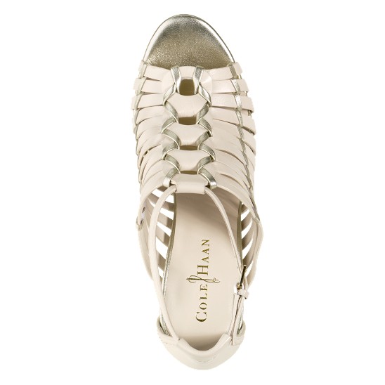 Cole Haan Air Minka Wedge White Pine/White Gold Metallic Outlet Online