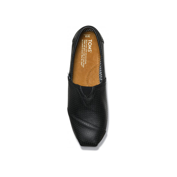 Toms Black Perforated Leather Men Classics Outlet Online