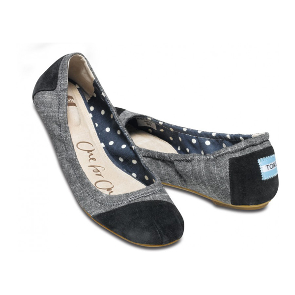 Toms Black Chambray Ballet Flats Outlet Online