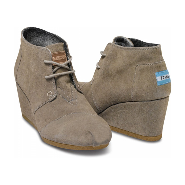 Toms Taupe Suede Women Desert Wedges Outlet Online