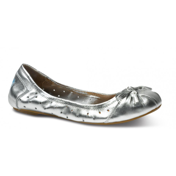 TOMS+ Perforated Metallic Silver Ballet Flats Outlet Online