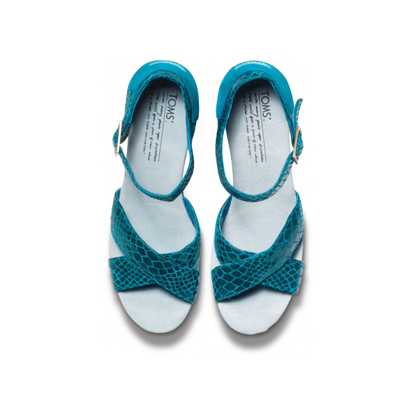 TOMS+ Teal Serpentine Women Strappy Wedges Outlet Online
