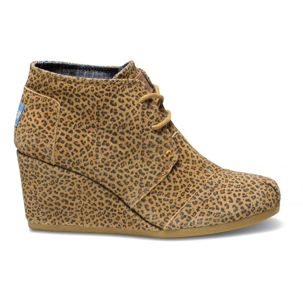 Toms Cheetah Suede Women Desert Wedges Outlet Online