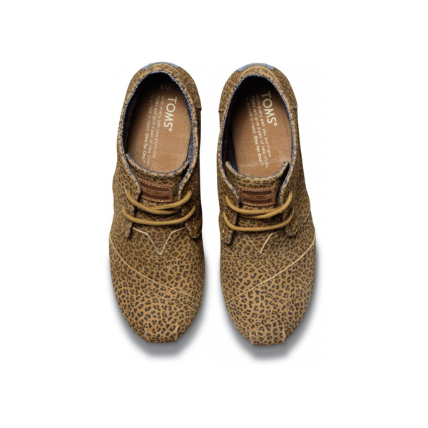 Toms Cheetah Suede Women Desert Wedges Outlet Online