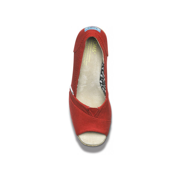 Toms Red Calypso Canvas Women Wedges Outlet Online